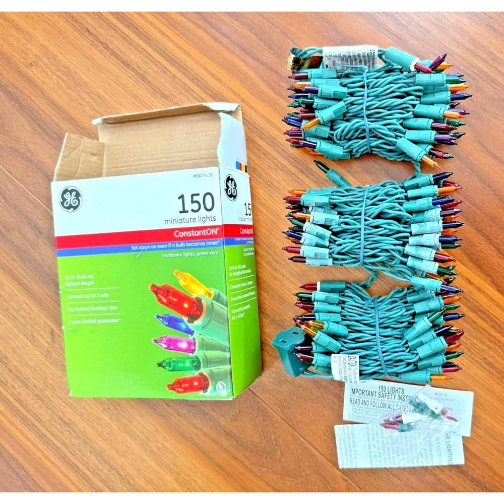 150 Count GE ConstantON Multi-Color Christmas Lights, Indoor / Outdoor 31ft NEW